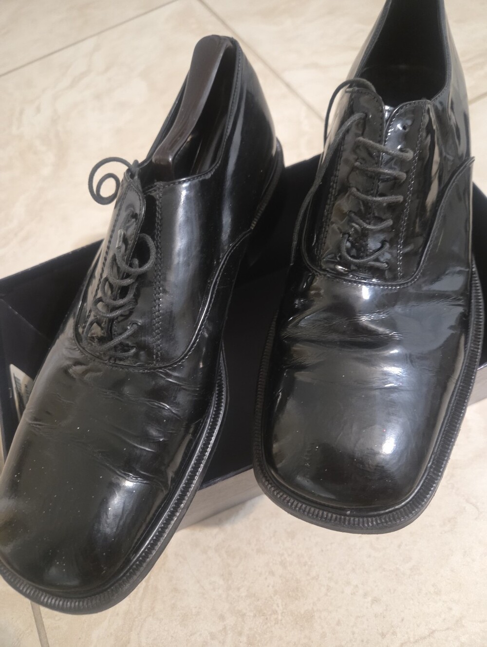 PRADA rare Men's Black US 11 (IT 10) Shoes Square 100% leather with shaper